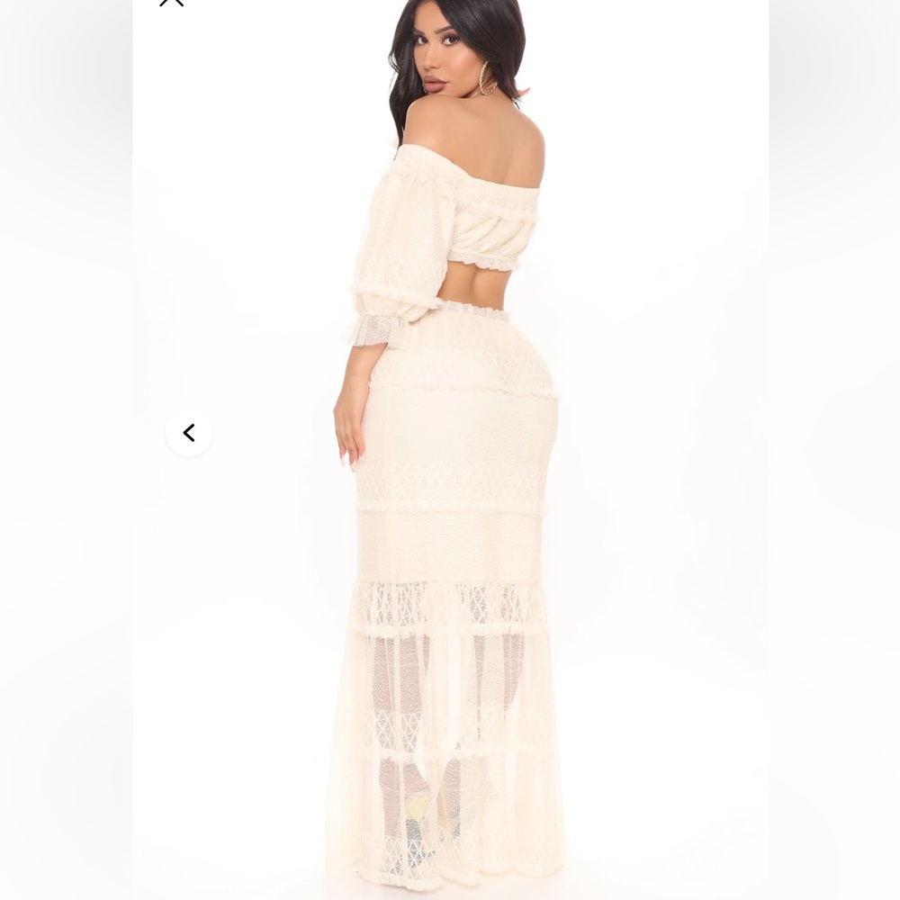 Fashion Nova White Lace Long Sleeve Dress